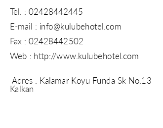 Kulube Hotel iletiim bilgileri